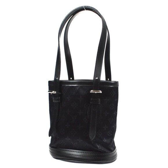 Louis Vuitton Black Monogram Satin Little Bucket Handbag SR0061 M92144 171068 - Picture 1 of 9
